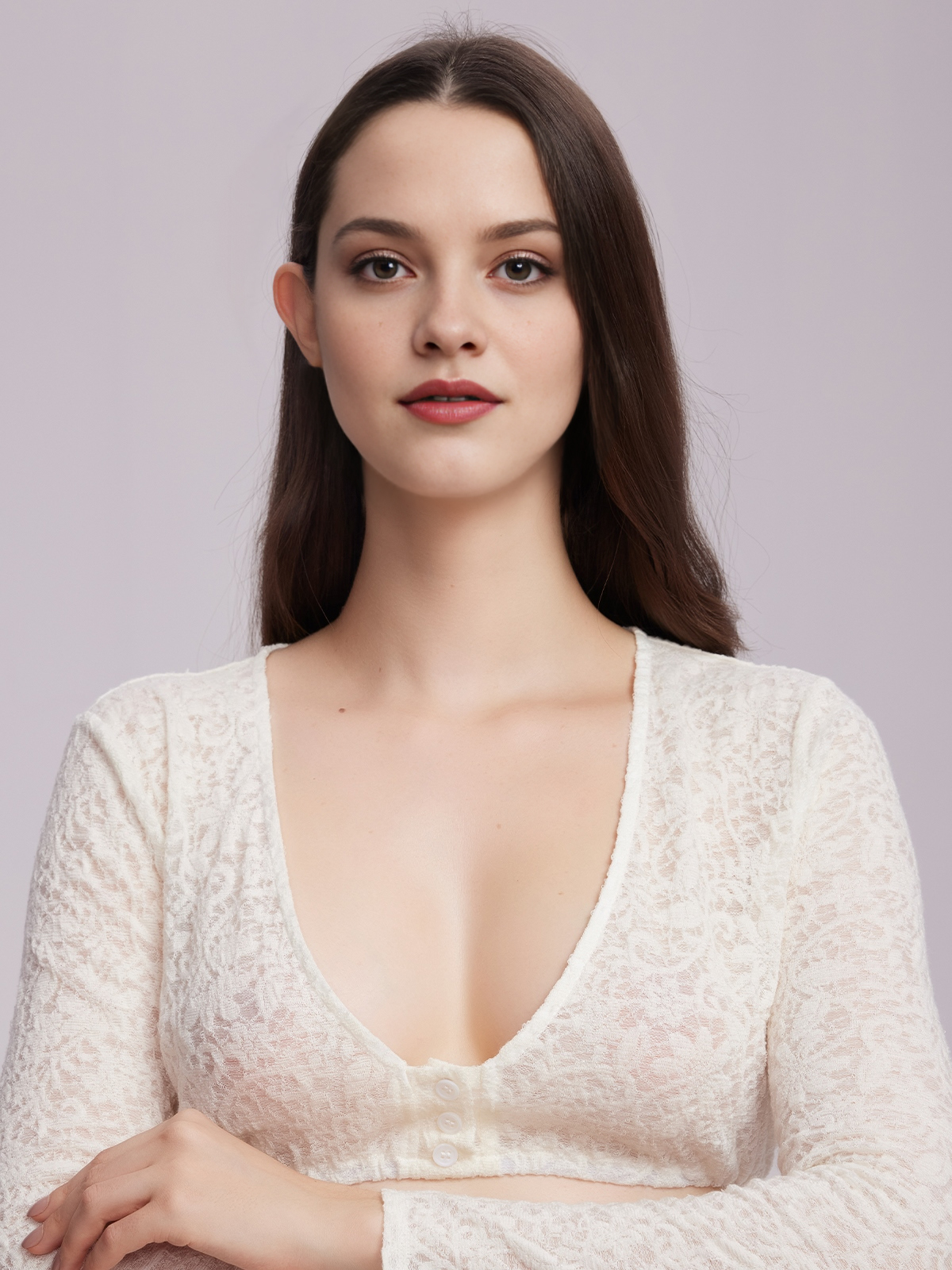Dirndl Bluse Langarm in Weiß