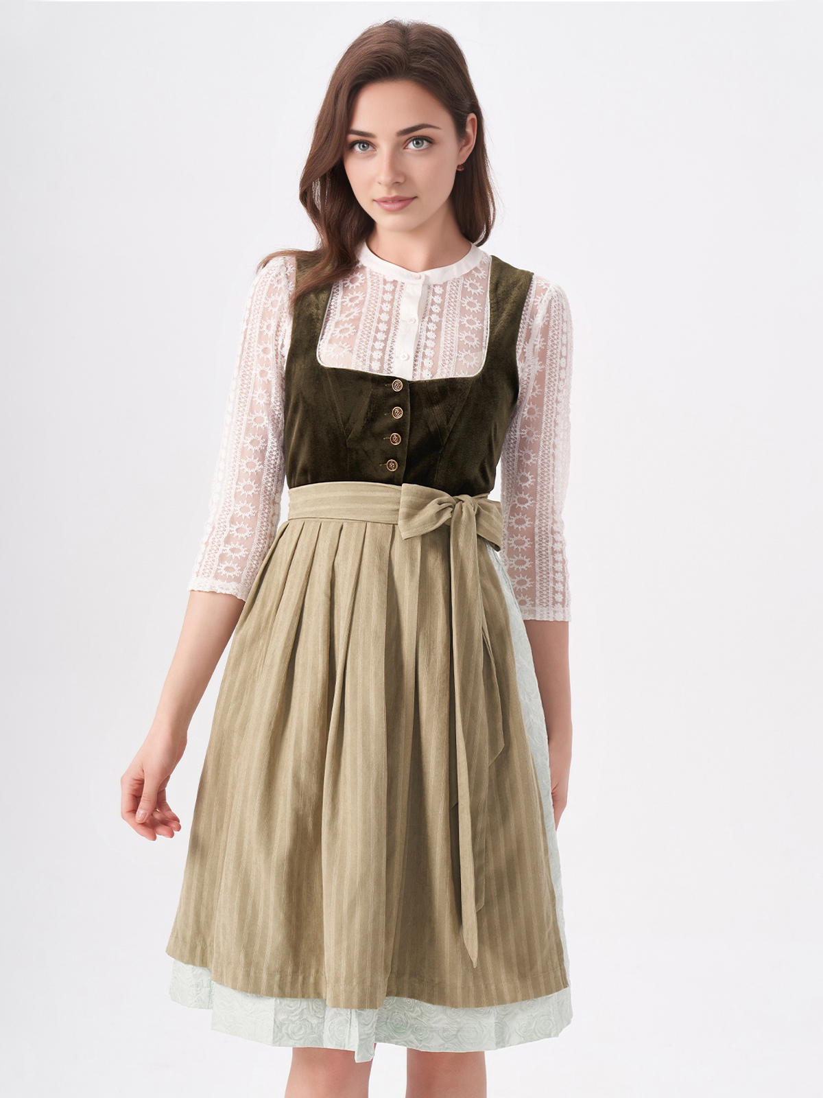 Dirndl aus Samt in Grün