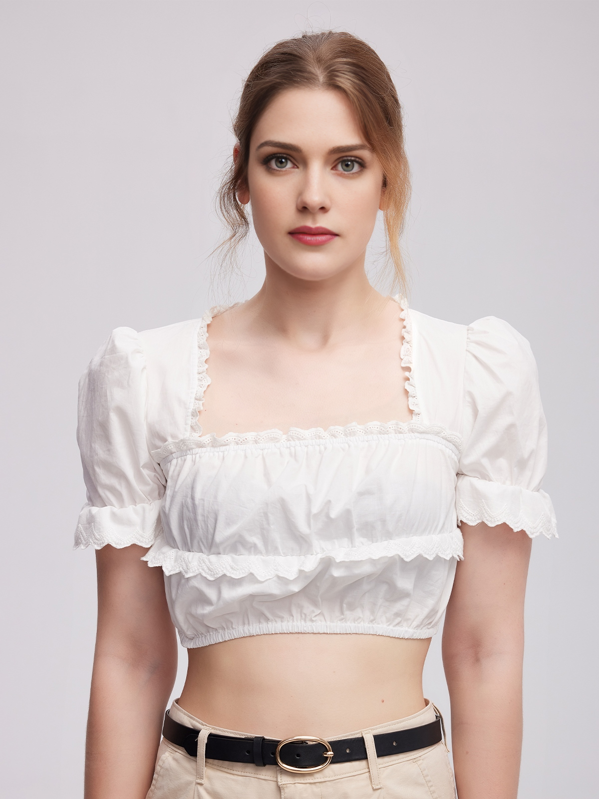 Dirndl beige Leinen in Weiß