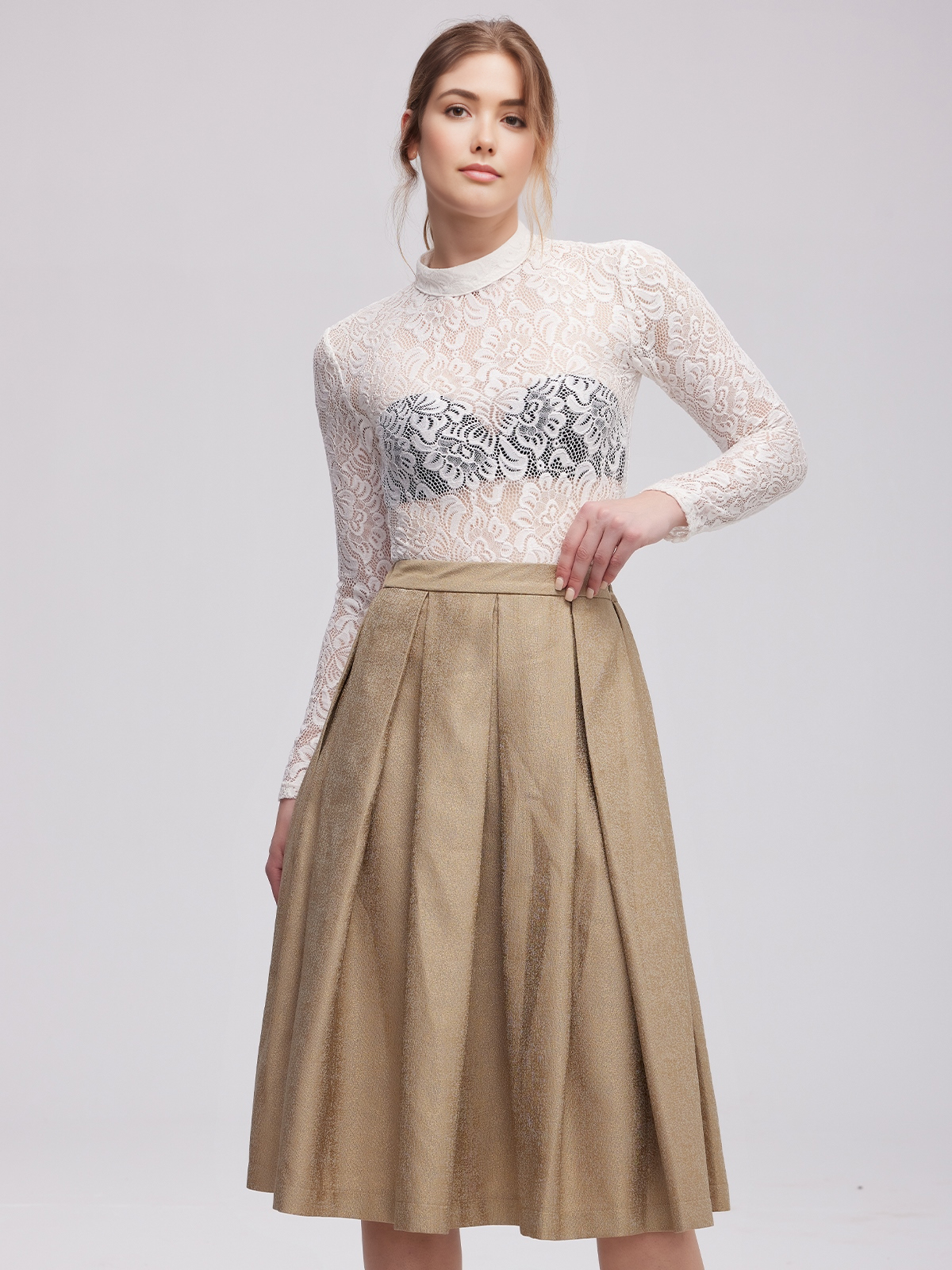 Dirndl-Bluse Langarm in Grün